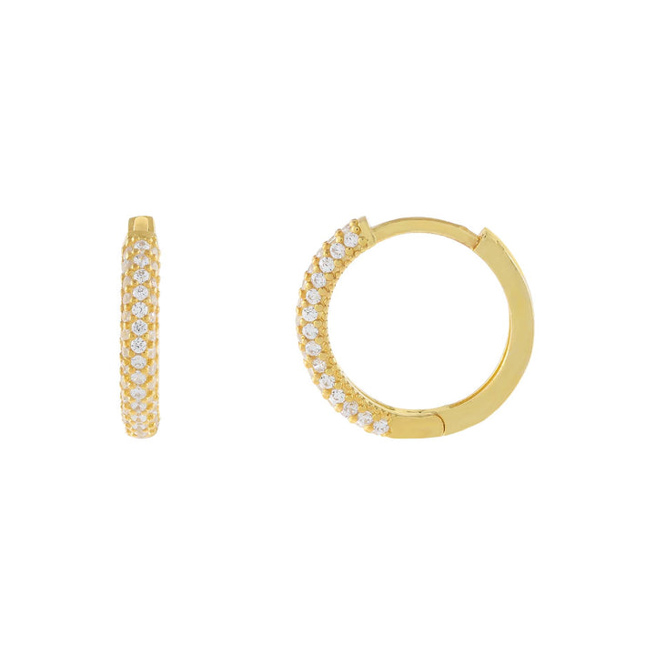 Gold Thin Pavé Huggie Earring - Adina Eden's Jewels