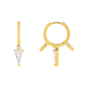 Gold CZ Teardrop Spike Huggie Earring - Adina Eden's Jewels