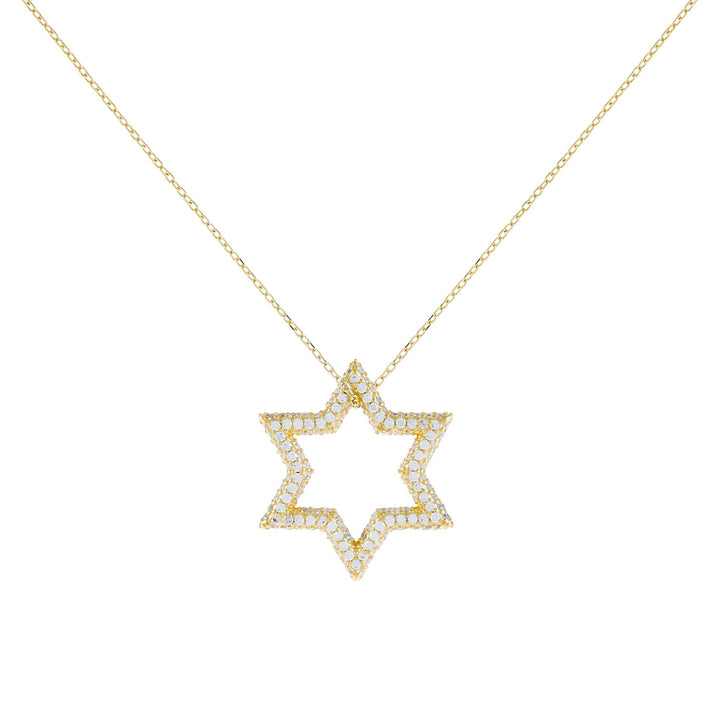 Gold Pavé Open Starburst Charm Necklace - Adina Eden's Jewels