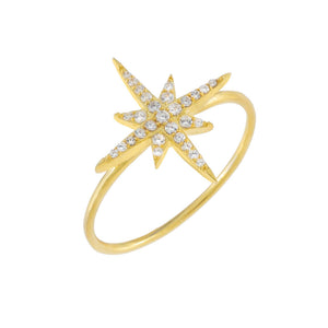 Gold / 8 Pavé Large Starburst Ring - Adina Eden's Jewels