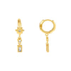 Gold CZ Starburst X Baguette Huggie Earring - Adina Eden's Jewels