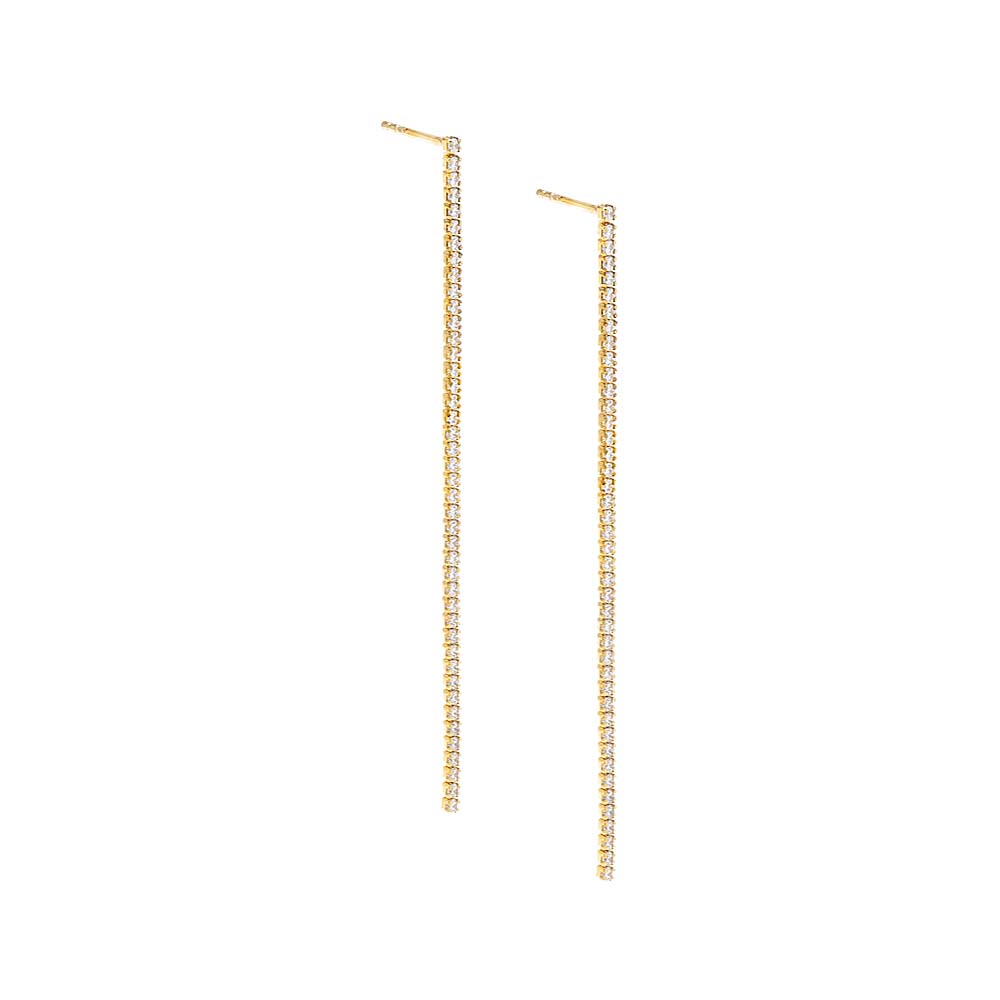 Gold / Pair Thin Tennis Drop Stud Earring - Adina Eden's Jewels