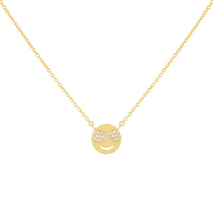 Gold Pavé Sunglasses Smiley Face Necklace - Adina Eden's Jewels