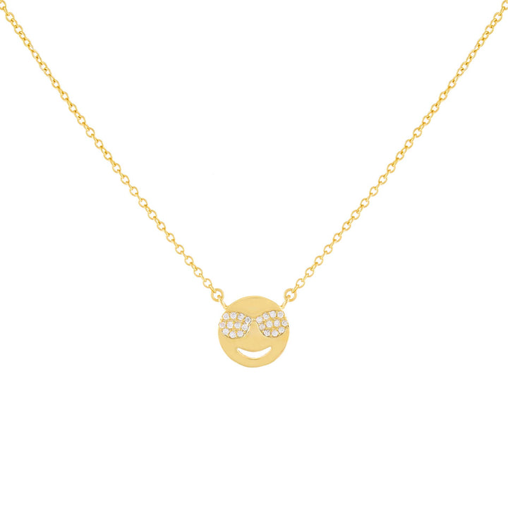 Gold Pavé Sunglasses Smiley Face Necklace - Adina Eden's Jewels