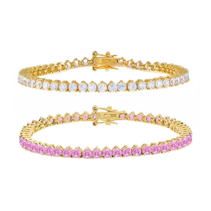 Sapphire Pink The Full Glitz Tennis Bracelet Combo Set - Adina Eden's Jewels