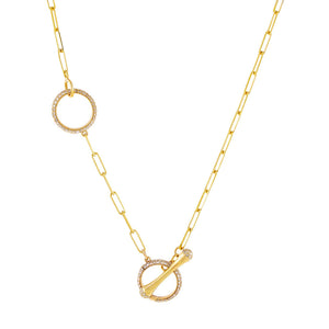 14K Gold Diamond Toggle Link Lariat 14K - Adina Eden's Jewels