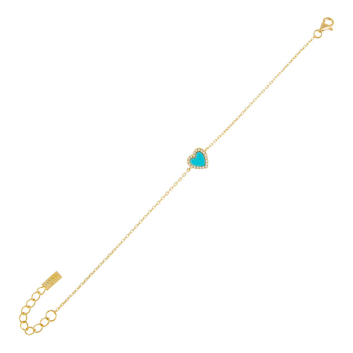 Turquoise CZ Mini Heart Bracelet - Adina Eden's Jewels