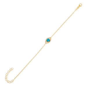 Turquoise Pavé Evil Eye Bracelet - Adina Eden's Jewels