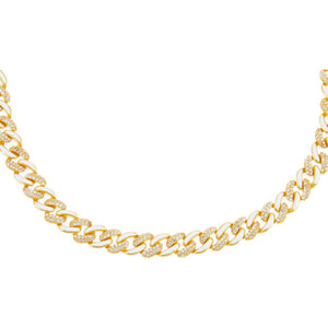 White Pavé Enamel Chain Link Choker - Adina Eden's Jewels