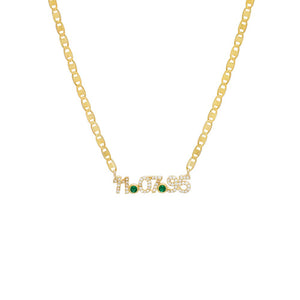 Gold Colored Bezel Date Nameplate Necklace - Adina Eden's Jewels