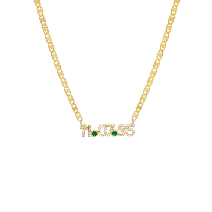 Gold Colored Bezel Date Nameplate Necklace - Adina Eden's Jewels