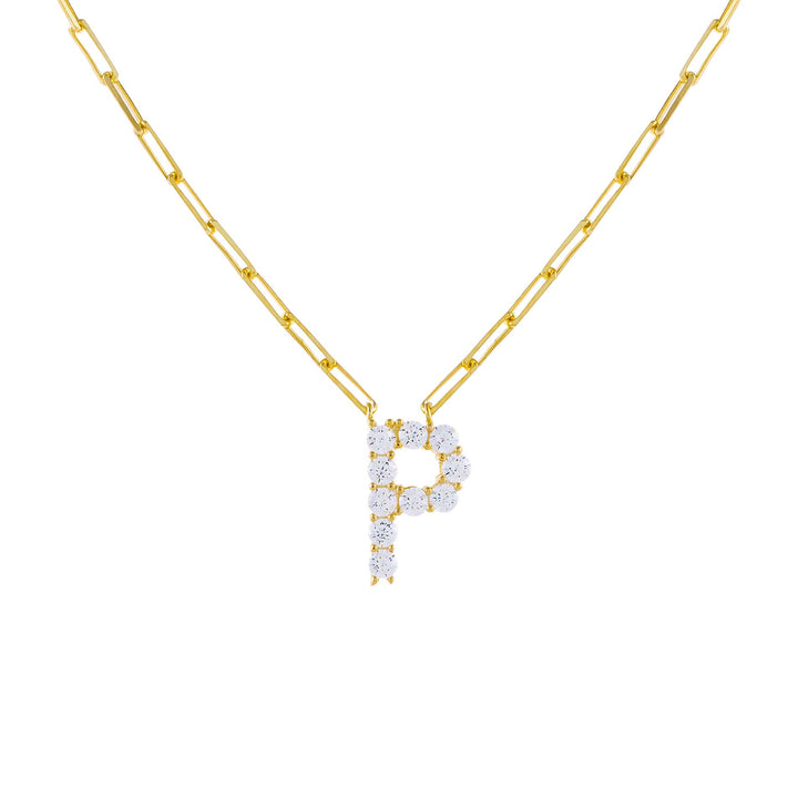  Large CZ Uppercase Initial Link Necklace - Adina Eden's Jewels