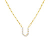 Gold / U Large CZ Uppercase Initial Link Necklace - Adina Eden's Jewels