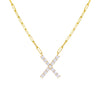 Gold / X Large CZ Uppercase Initial Link Necklace - Adina Eden's Jewels