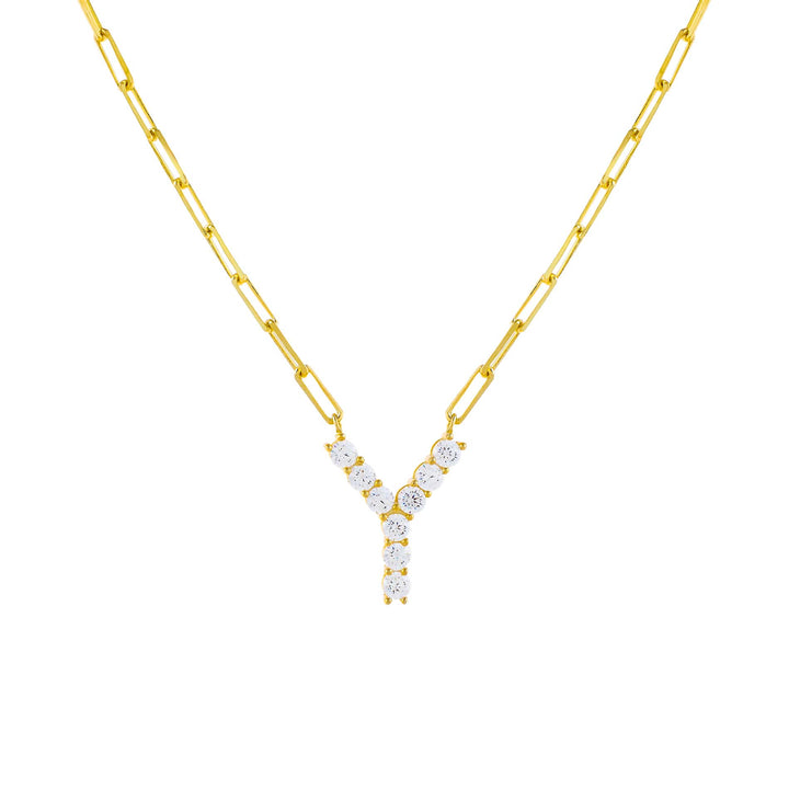  Large CZ Uppercase Initial Link Necklace - Adina Eden's Jewels