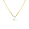 Gold / Z Large CZ Uppercase Initial Link Necklace - Adina Eden's Jewels