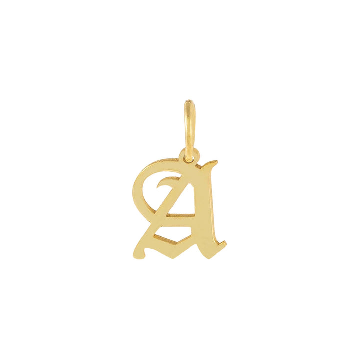 Gold / E Uppercase Old English Initial Necklace Charm - Adina Eden's Jewels
