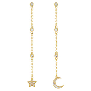 Gold CZ Celestial Chain Drop Earring - Adina Eden's Jewels