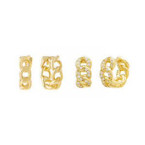 Gold The Curb Link Huggie Earring Combo Set - Adina Eden's Jewels