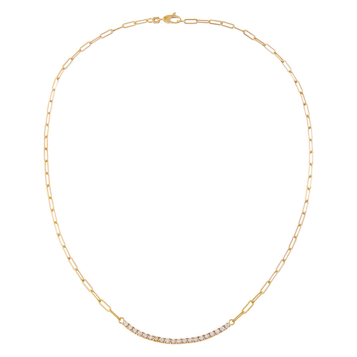  Diamond Curved Bar Link Necklace 14K - Adina Eden's Jewels