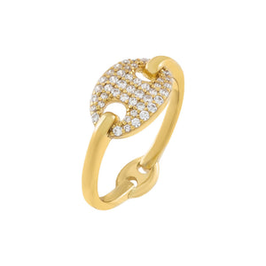 Gold / 6 Large CZ Mariner Link Ring - Adina Eden's Jewels