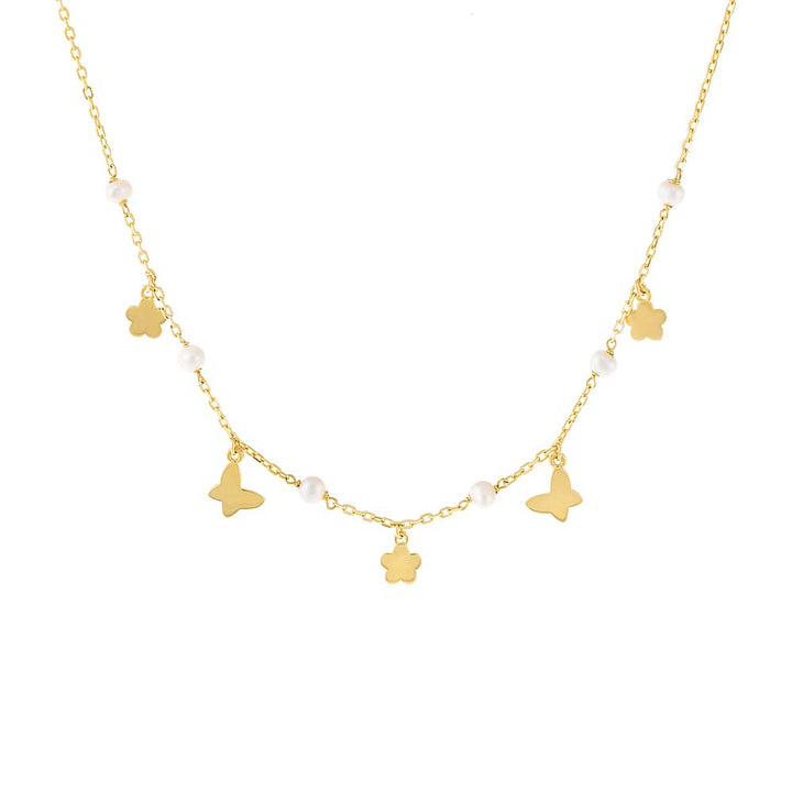 Gold Charm x Pearl Necklace - Adina Eden's Jewels