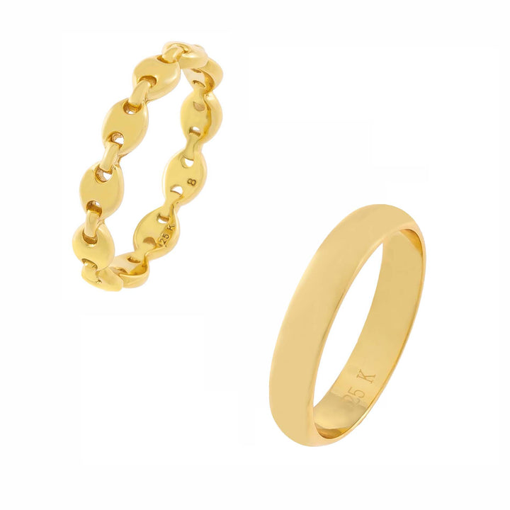 Gold / 5 The Solid Bold Ring Combo Set - Adina Eden's Jewels