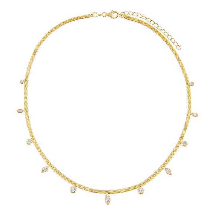  CZ Multi Stone Herringbone Necklace - Adina Eden's Jewels