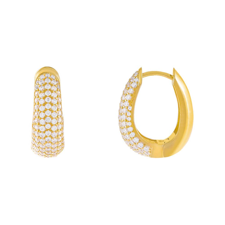 Gold Jumbo Pavé Oval Hoop Earring - Adina Eden's Jewels