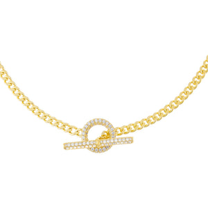 Gold Pavé Cuban Toggle Necklace - Adina Eden's Jewels