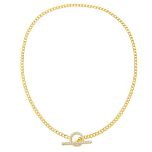  Pavé Cuban Toggle Necklace - Adina Eden's Jewels