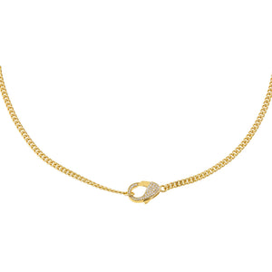 Gold Cuban Chain CZ Clasp Necklace - Adina Eden's Jewels