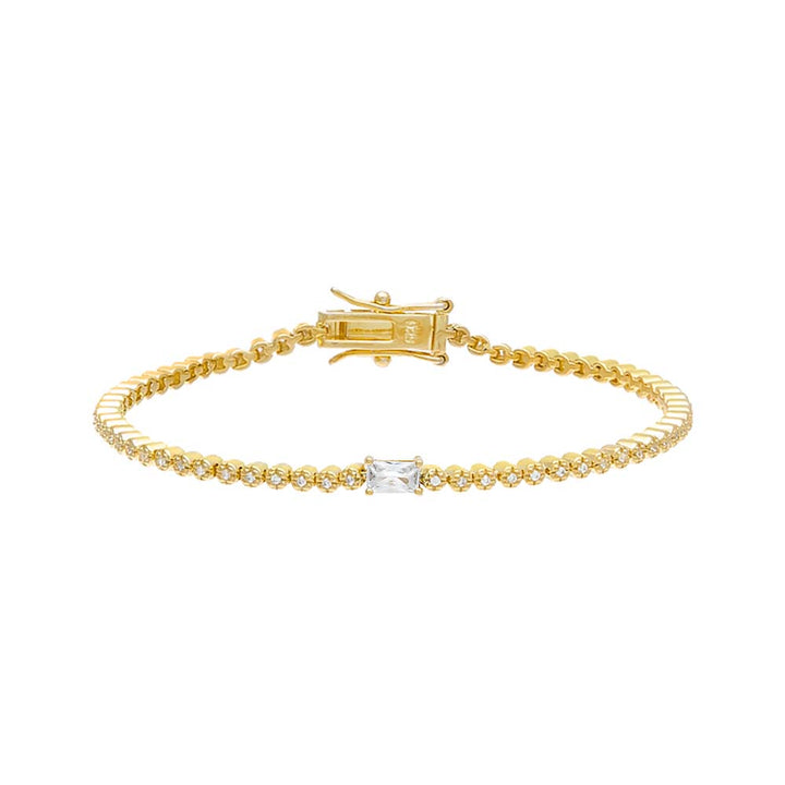 Gold CZ Baguette Stone Tennis Bracelet - Adina Eden's Jewels