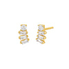 Gold / Pair Colored Baguette Curved Stud Earring - Adina Eden's Jewels