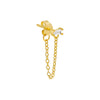 Gold / Single Colored Solitaire CZ Front Back Chain Stud Earring - Adina Eden's Jewels