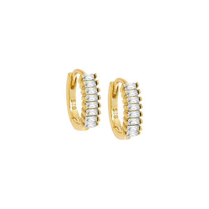 Gold / Pair Colored Baguette Huggie Earring - Adina Eden's Jewels