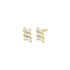 Gold / Pair Colored Mini Triple Baguette Stud Earring - Adina Eden's Jewels