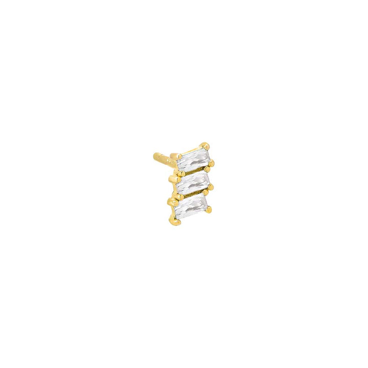 Gold / Single Colored Mini Triple Baguette Stud Earring - Adina Eden's Jewels