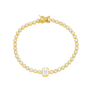 White / 6.75" Colored Emerald Bezel Tennis Bracelet - Adina Eden's Jewels