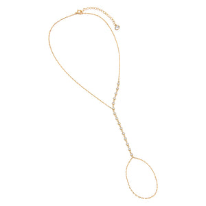 Gold Bezel Hand Chain Bracelet - Adina Eden's Jewels