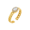 Gold CZ Oval Braided Ring - Adina Eden's Jewels