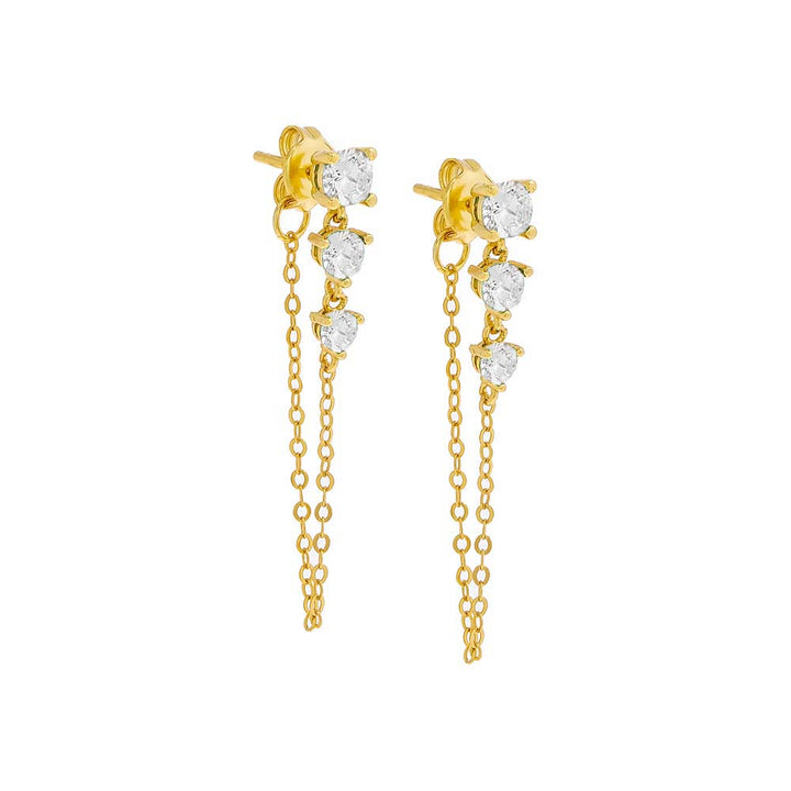 Gold / Pair Colored Graduated CZ Chain Stud Earring - Adina Eden's Jewels
