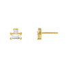 Gold CZ Round X Baguette Stud Earring - Adina Eden's Jewels