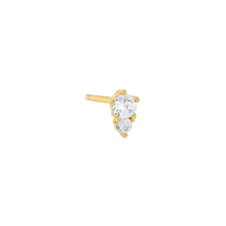 Gold / Single Colored Graduated Double Solitaire Stud Earring - Adina Eden's Jewels
