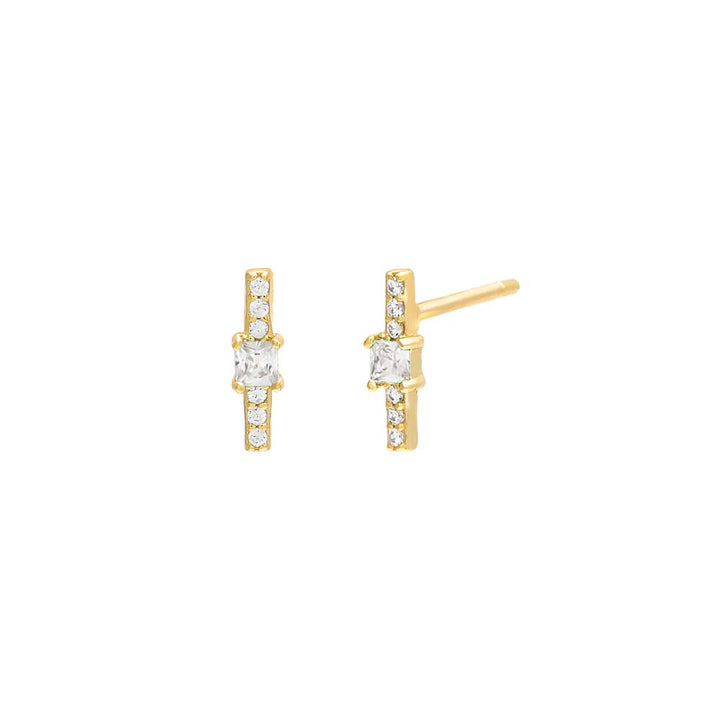 Gold Colored Mini Bezel Bar Stud Earring - Adina Eden's Jewels