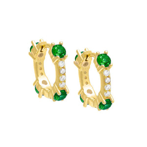 Emerald Green Mini Colored CZ Huggie Earring - Adina Eden's Jewels