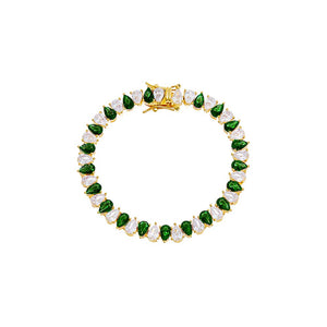 Emerald Green Colored Wide Pear Shaped Tennis Bracelet - Adina Eden's Jewels