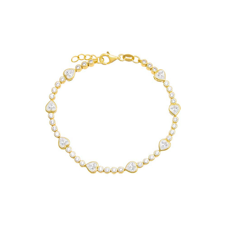 Gold Multi CZ Heart Tennis Bracelet - Adina Eden's Jewels