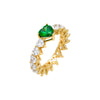 Emerald Green & Clear / 6 Multi CZ Heart Ring - Adina Eden's Jewels