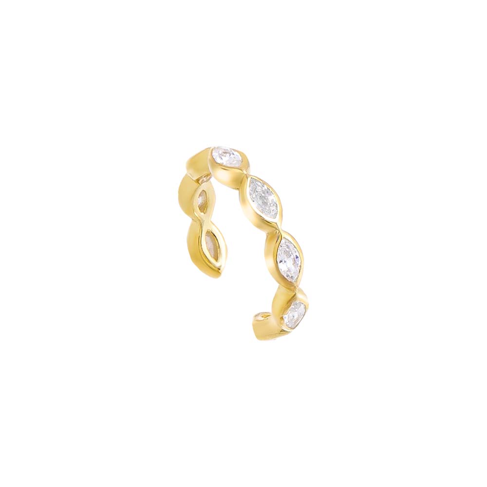 Gold / Single Colored Marquise Bezel Ear Cuff - Adina Eden's Jewels